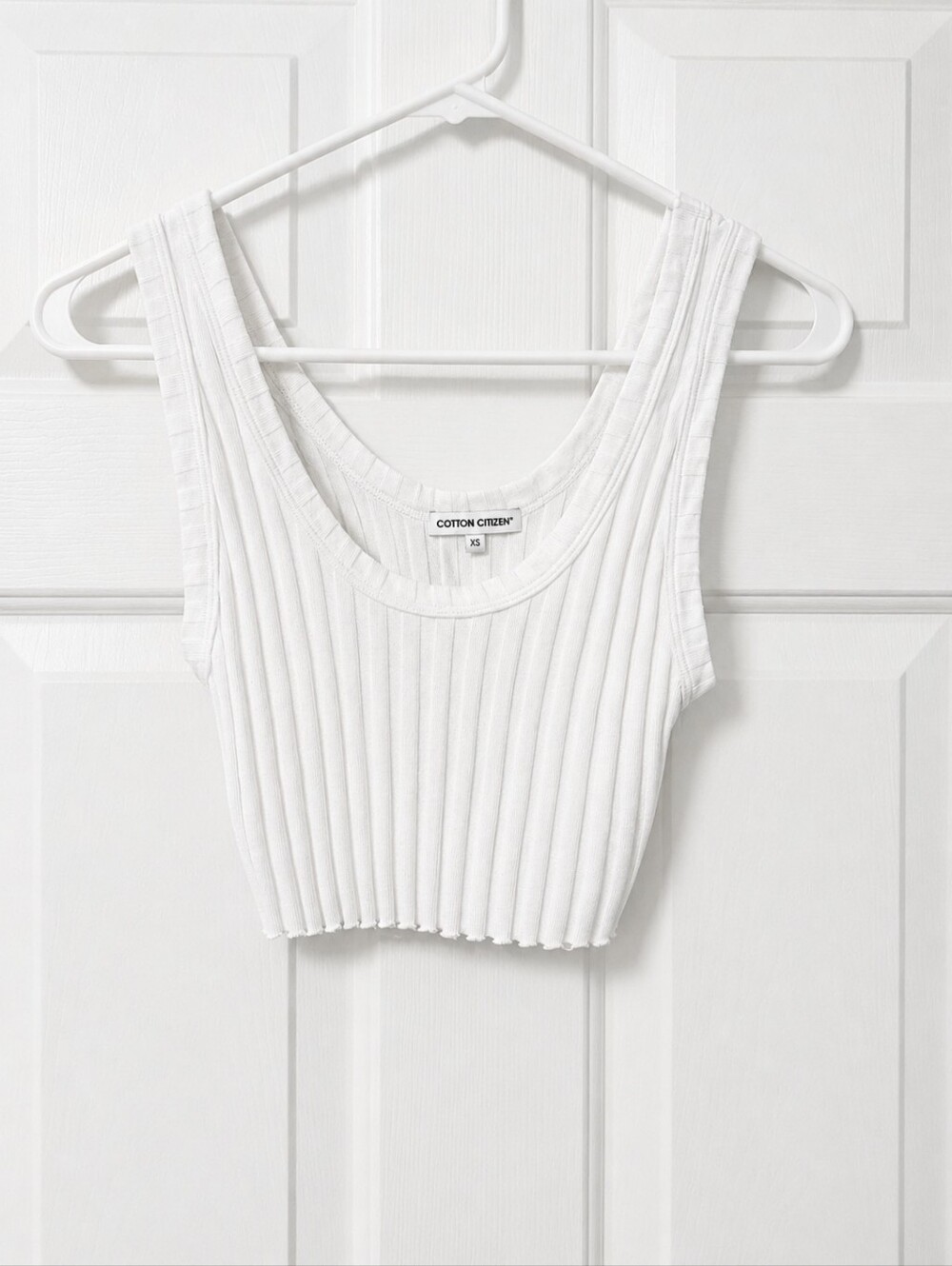 Cotton Citizen White Ribbed Crop Tank Top XS